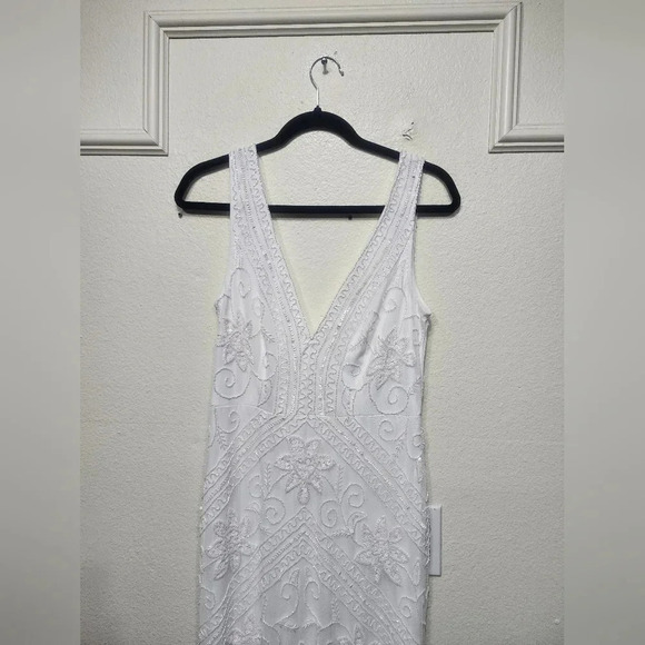 Lulus The Sweetest Vows White Beaded Sequin Mermaid Maxi Dress Wedding Bridal - Picture 7 of 14